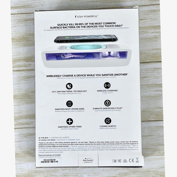 NIB Mophie UV Sanitizer with 10w Wireless Charging Lid - Picture 5 of 7